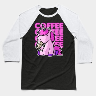 Cute Unicorn Drinking Coffee Kawaii Neko Anime graphic Baseball T-Shirt